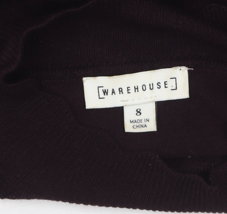 Warehouse Women’s Black Mock Neck Long Sleeve Knit Jumper Size 8