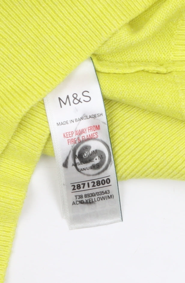 Marks & Spencer Women’s Yellow Roll Neck Jumper Size M