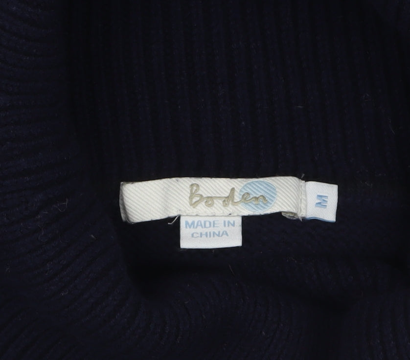 Boden Women Blue Roll Neck Button Cape Style Sleeveless Jumper M
