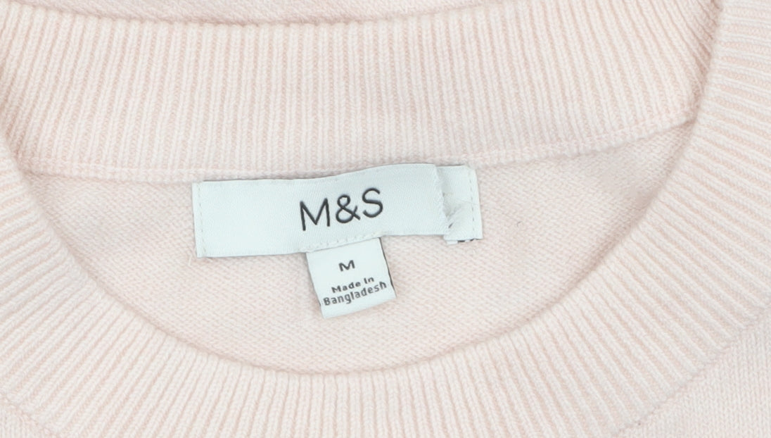 Marks & Spencer Womens Pink Crew Neck Wool Blend Jumper M