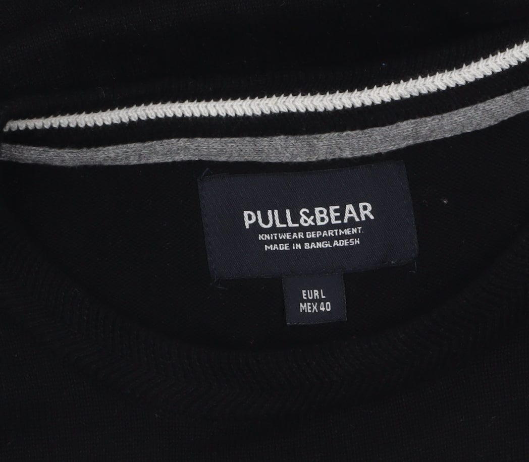 Pull&Bear Men’s Black Cotton Crew Neck Jumper Size L