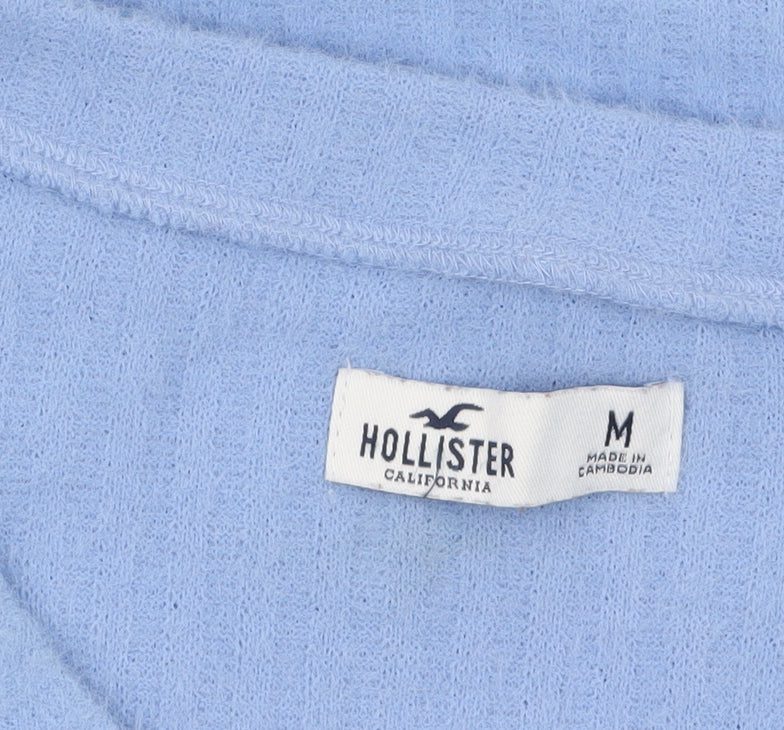 Hollister Women Blue Knit V-Neck Pullover Jumper M