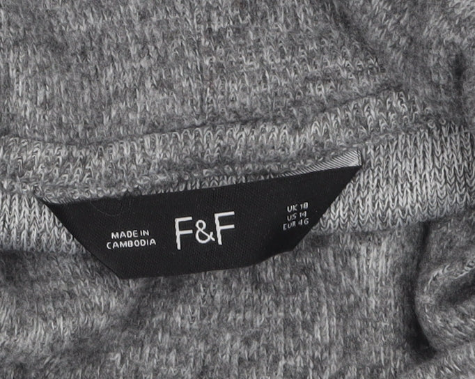 F&F Women’s Grey High Neck Knit Pullover Jumper Size 18