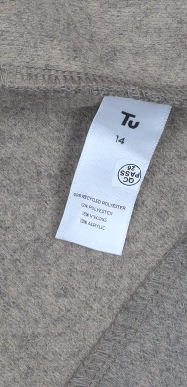 Tu Women’s Beige Mid-Length Overcoat Size 14 Buttoned Classic Style