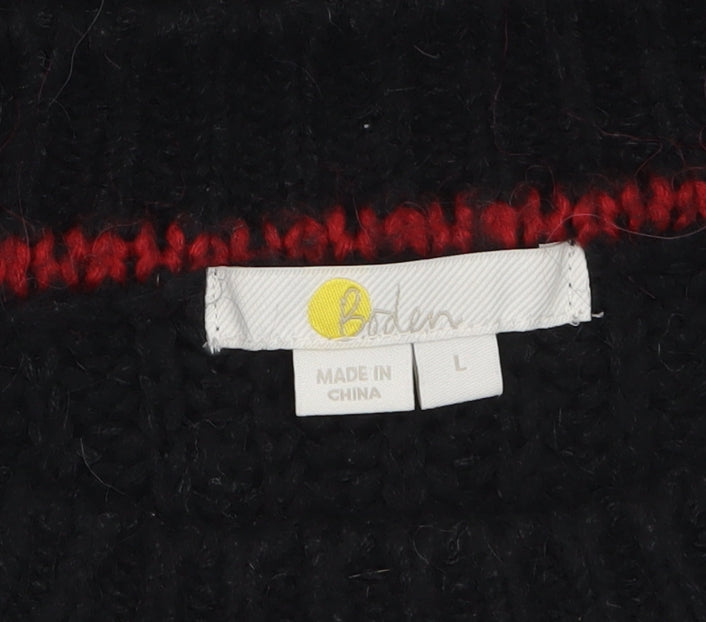 Boden Women's Black Chunky Knit Crew Neck Pullover Jumper Size L