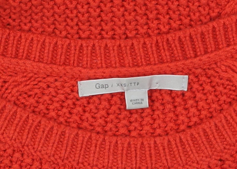 Gap Womens Red Cable-Knit Boat Neck Pullover Jumper XXS