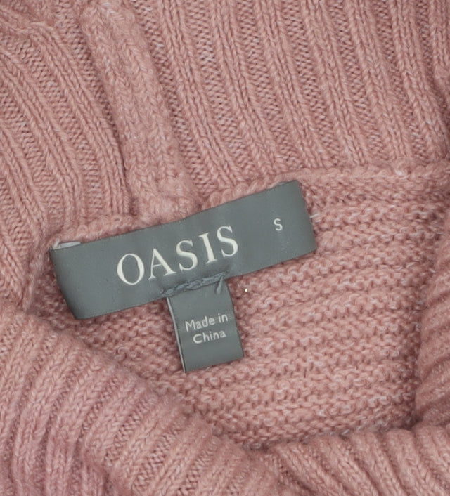 Oasis Women Pink Roll Neck Long Sleeve Knit Pullover Jumper S