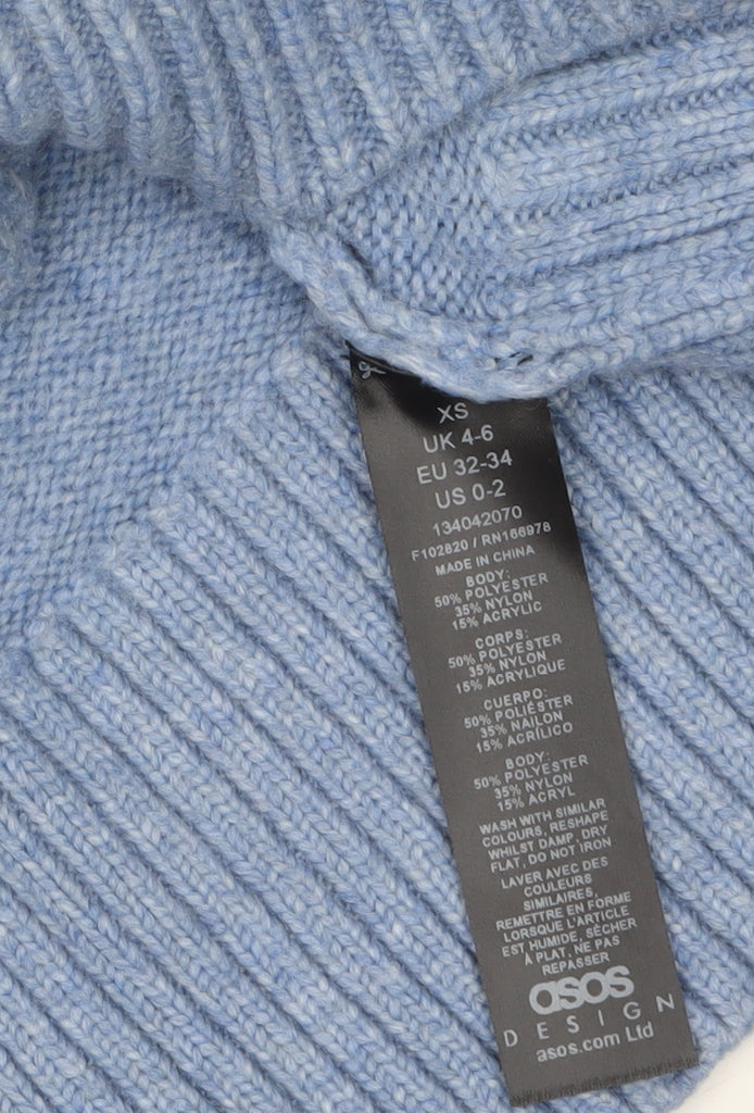 ASOS DESIGN Women's Blue Mock Neck Knit Jumper XS