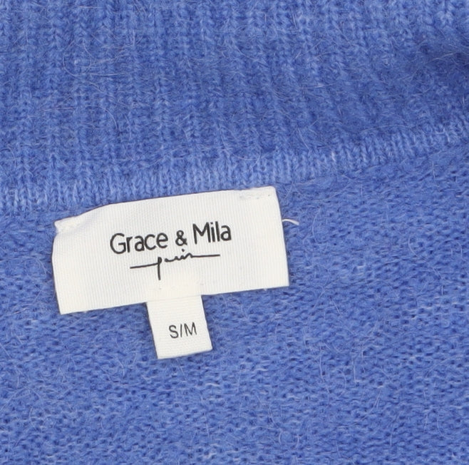 Grace & Mila Women's Blue Collared Pullover Jumper S/M
