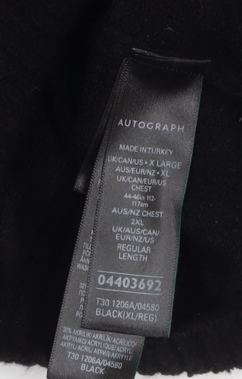 Marks & Spencer Autograph Men's Black XL Collared Henley Jumper