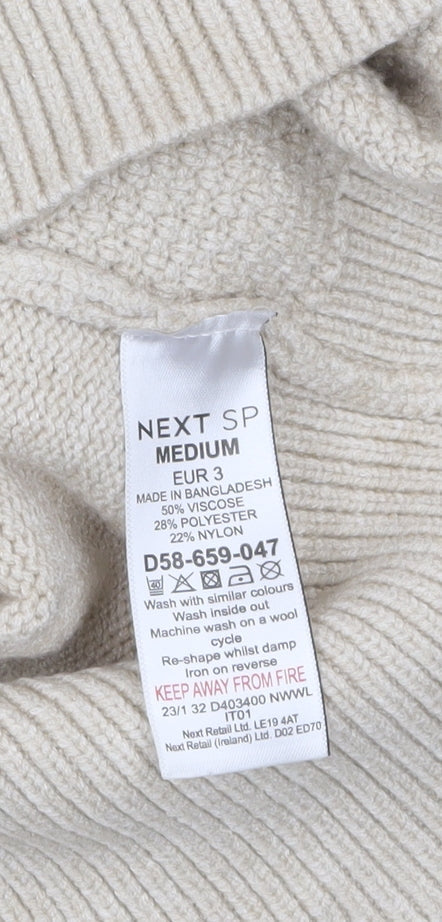 NEXT Women Beige Roll Neck Cable Knit Jumper Medium