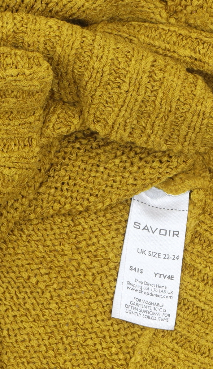 Savoir Women's Yellow Open-Knit Pullover Jumper Size 22