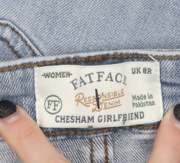 FatFace Women Blue 8R Cut-Off Denim Chesham Girlfriend Shorts
