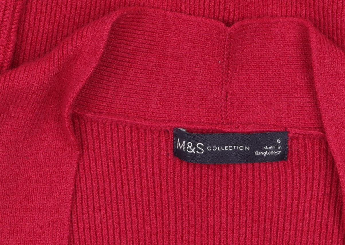Marks & Spencer Women's Red Long Sleeve Knit Cardigan Size 6