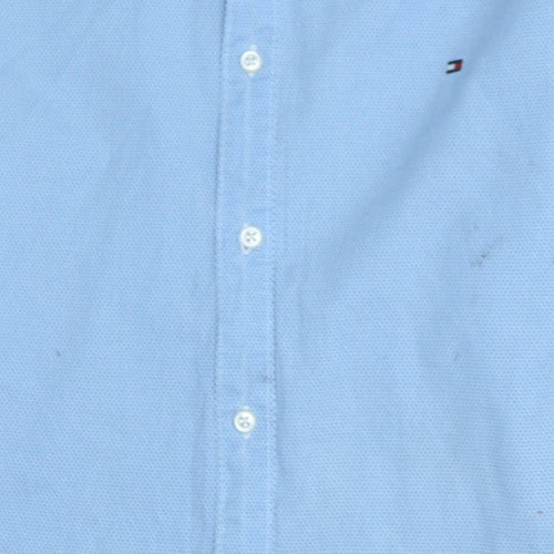Tommy Hilfiger Men's Blue Slim Fit Stretch Button-Up Shirt M