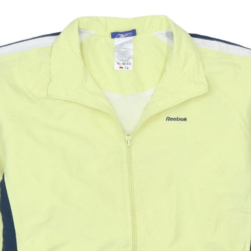 Reebok Womens Yellow Track Jacket Size 14 Full Zip Polyester