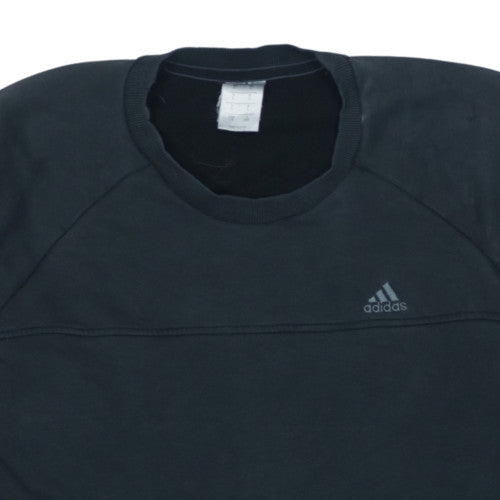 Adidas Mens Black L Pullover Sweatshirt Crew Neck Fleece