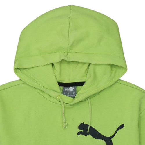 Puma Men's Green Pullover Hoodie M Regular Fit Fleece Logo