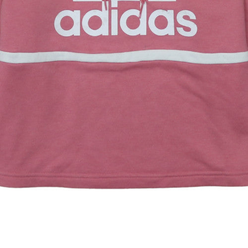 Adidas Women Pink Pullover Hoodie L Logo Hooded Sweatshirt