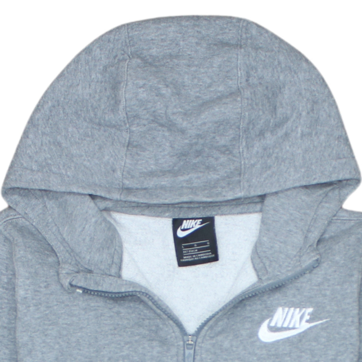 Nike Boys Grey Full Zip Hoodie L 147-158cm Fleece Sweatshirt