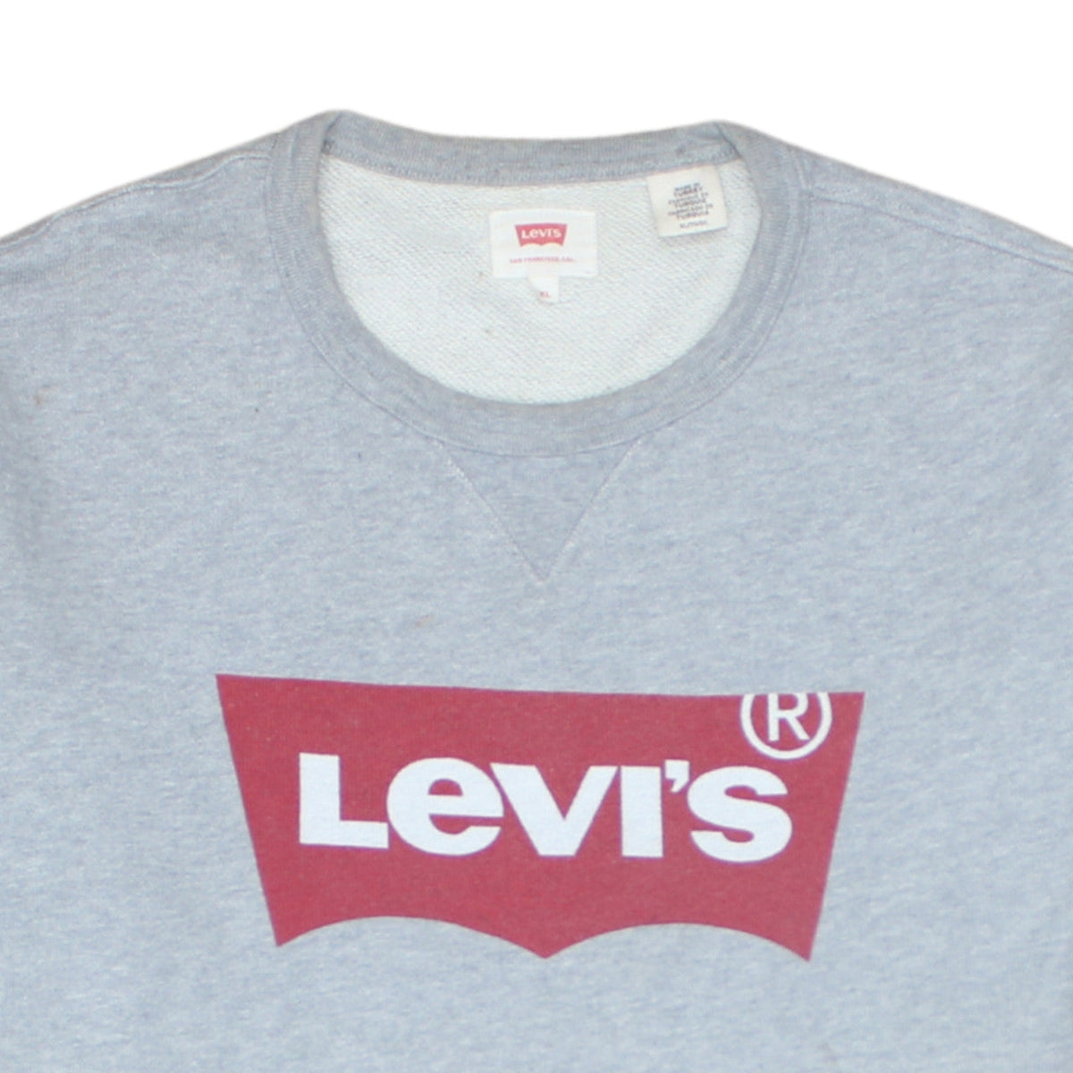 Levi's Men's Grey XL Pullover Crew Neck Sweatshirt Logo Fleece