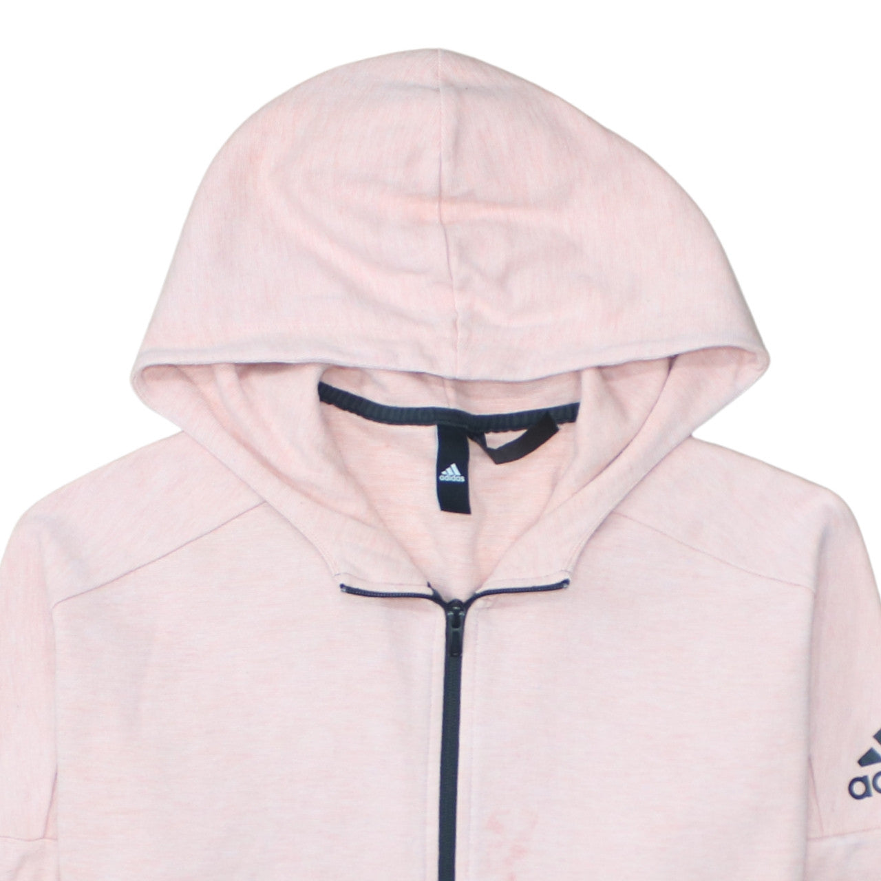 Adidas Men's Pink Full Zip Hoodie Size M Lightweight Logo Sweatshirt