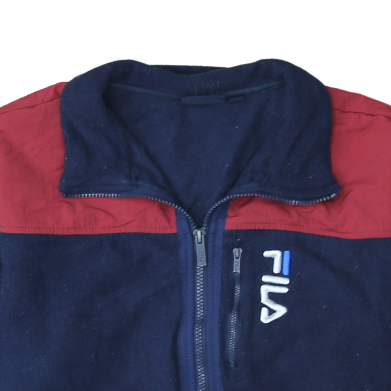 FILA Men's Blue and Red Full Zip Fleece Jacket Size M