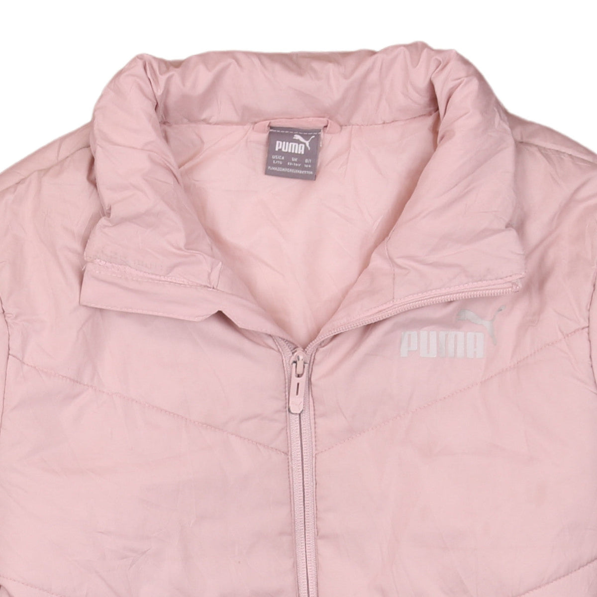 Puma Girls Pink Puffer Jacket 13-14 Years Quilted Full Zip Winter Coat