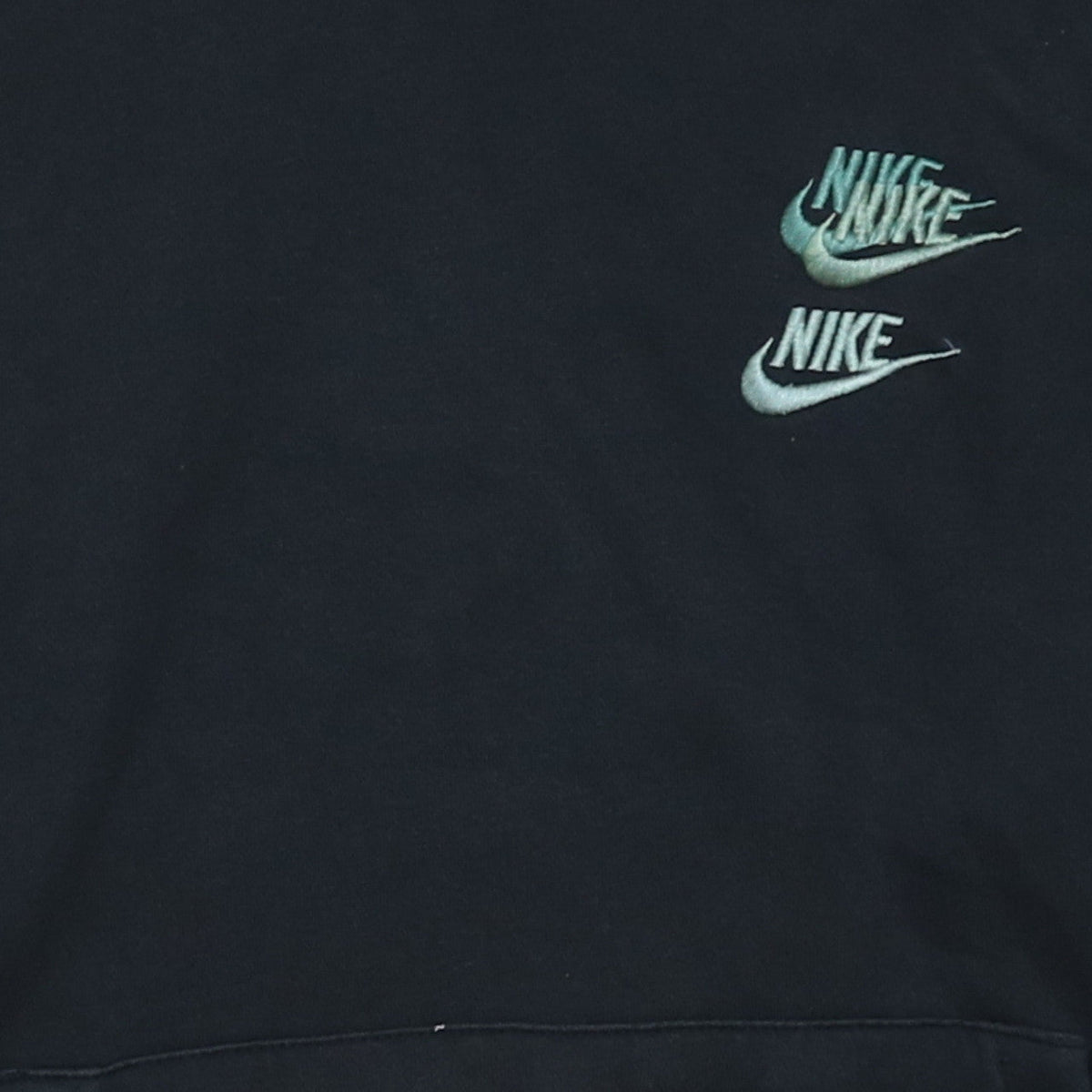Nike Mens Black Small Pullover Hoodie with Green Embroidered Logo
