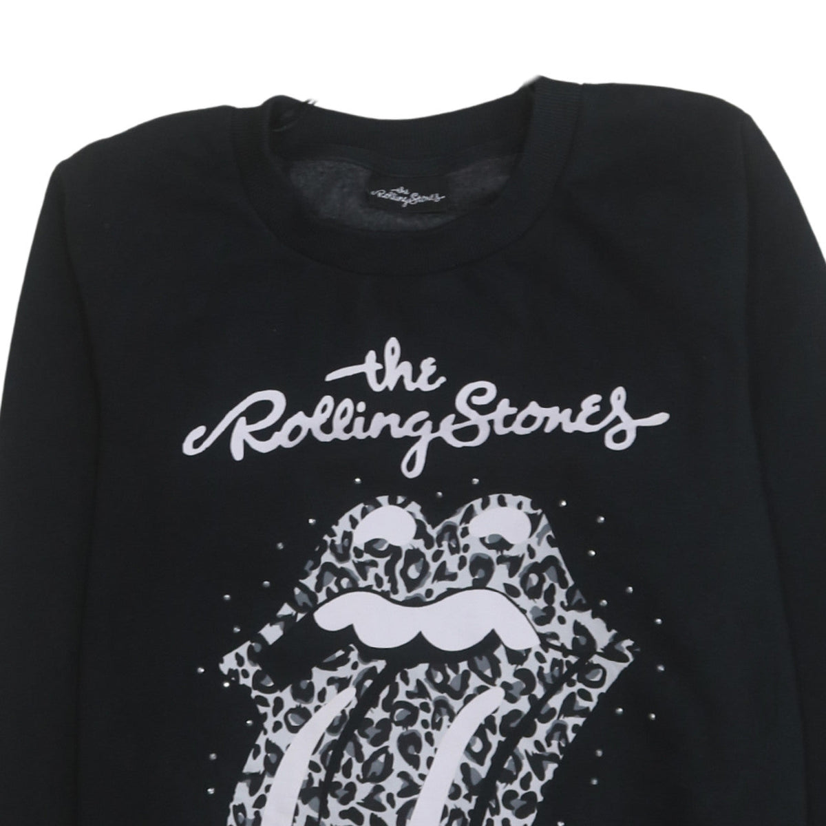 Tu Rolling Stones Women's Black Size 12 Leopard Print Sweatshirt
