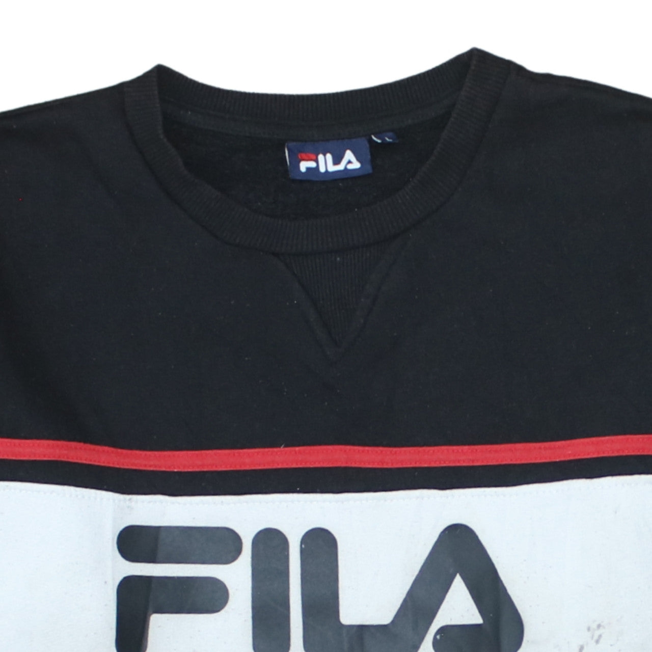 FILA Men's Black Logo Pullover Sweatshirt L Classic Sportswear