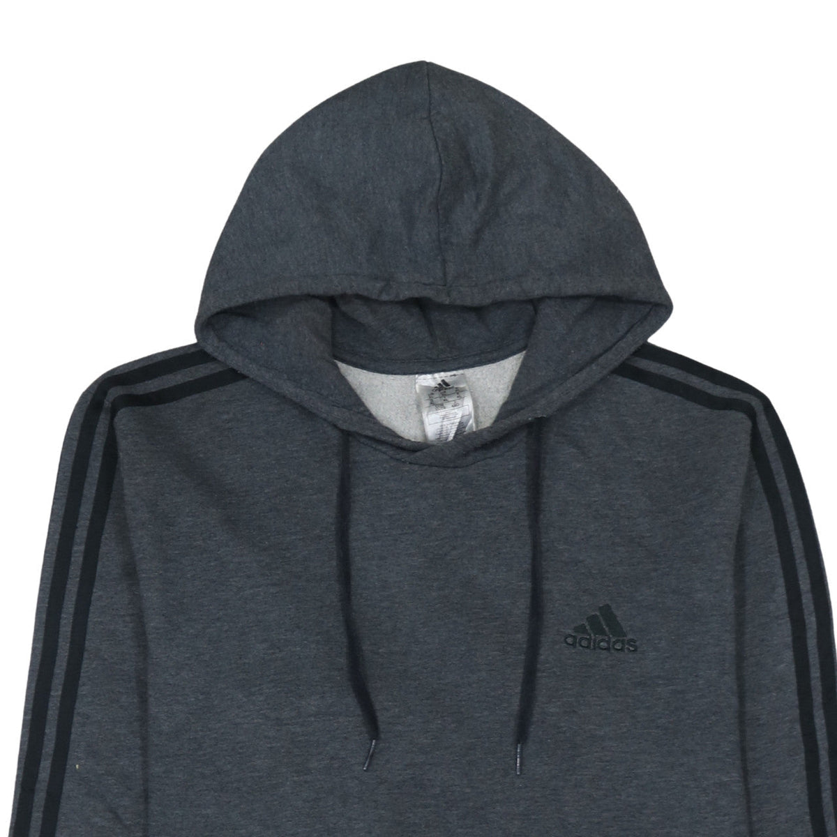 Adidas Men’s Grey XL Pullover Hoodie with Logo Stripes