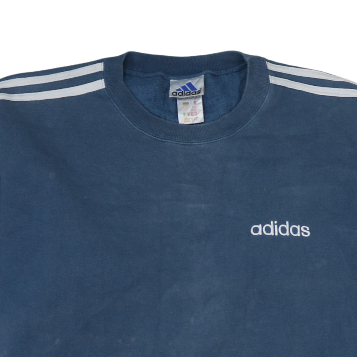 Adidas Mens Blue Embroidered Logo Pullover Sweatshirt Size L