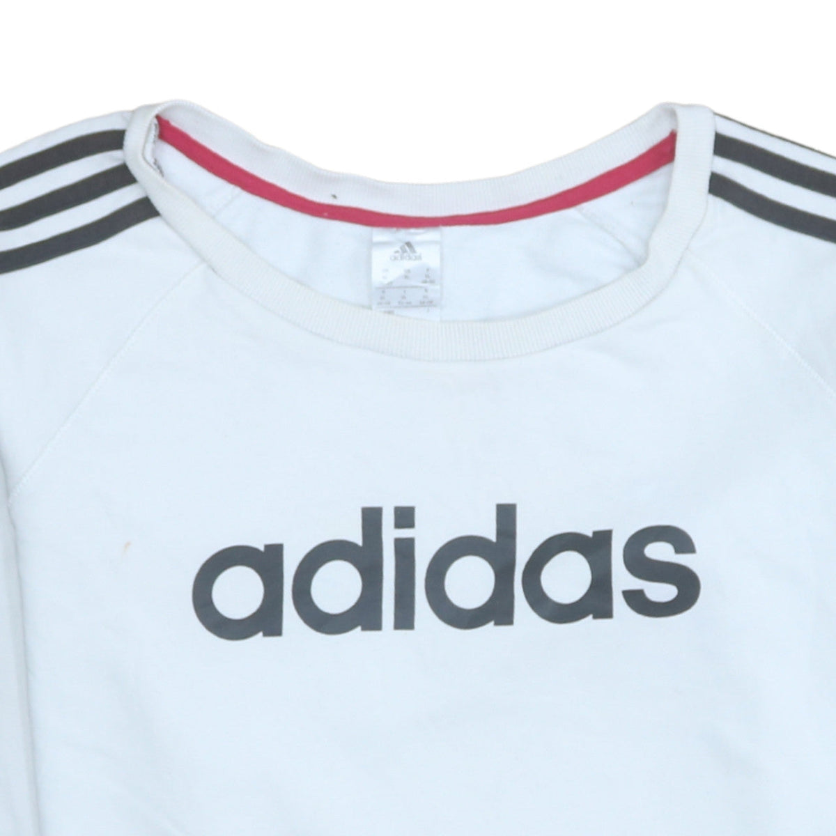 Adidas Womens White XL Pullover Sweatshirt with Logo Sleeves