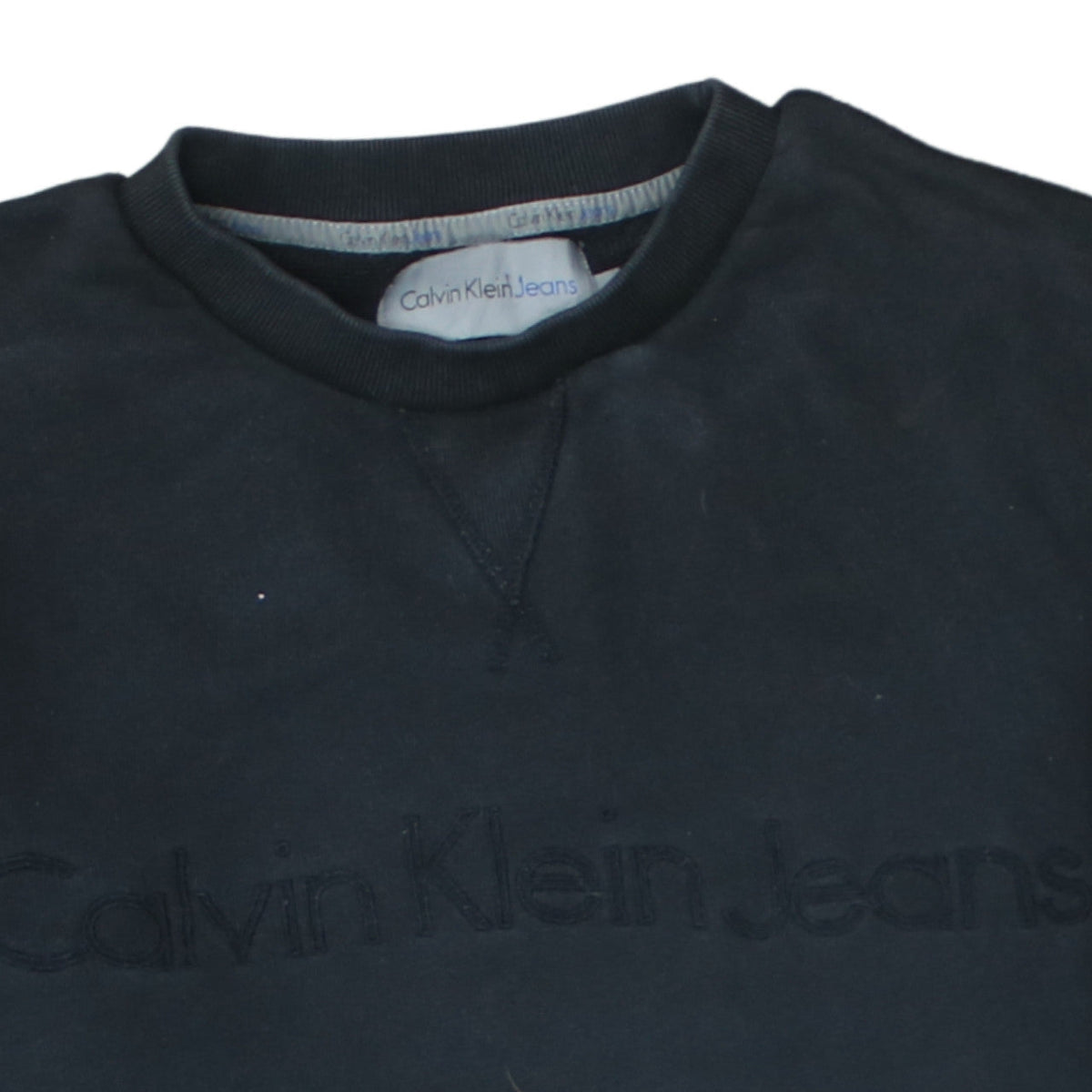 Calvin Klein Jeans Men Black Large Crew Neck Cotton Sweatshirt