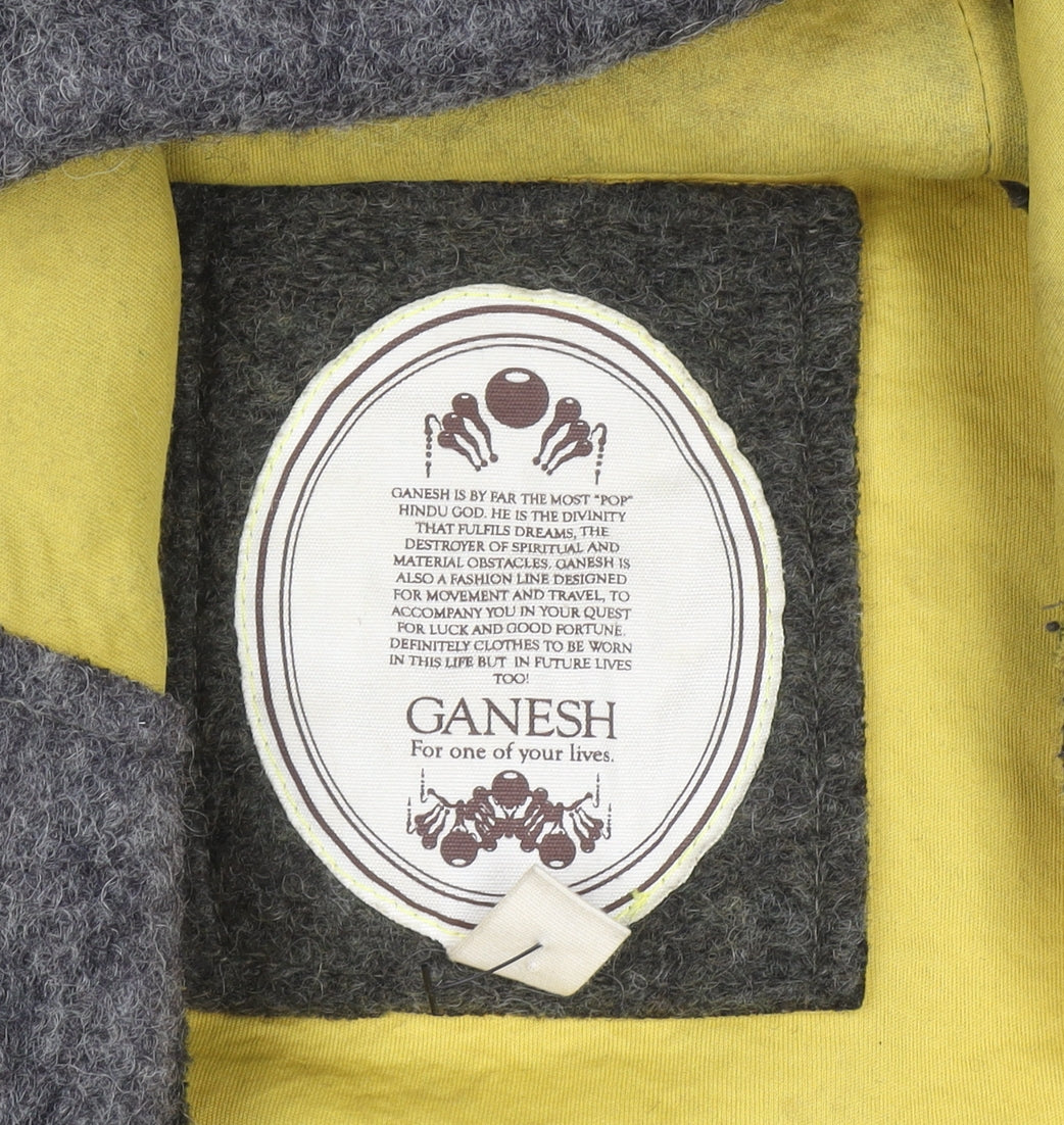Ganesh Men's Green Wool Blend Hooded Button Coat 2XL