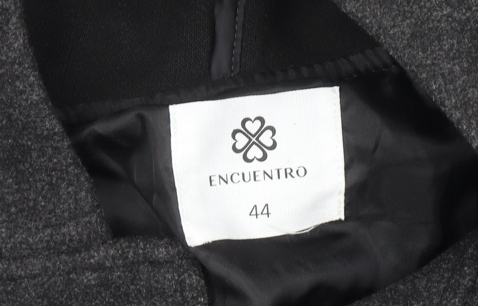 Encuentro Men's Grey Hooded Toggle Mid-Length Coat Size 44