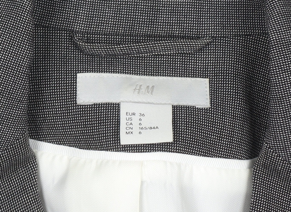 H&M Women Grey Blazer Jacket Size 8 Slim Fit Business Workwear
