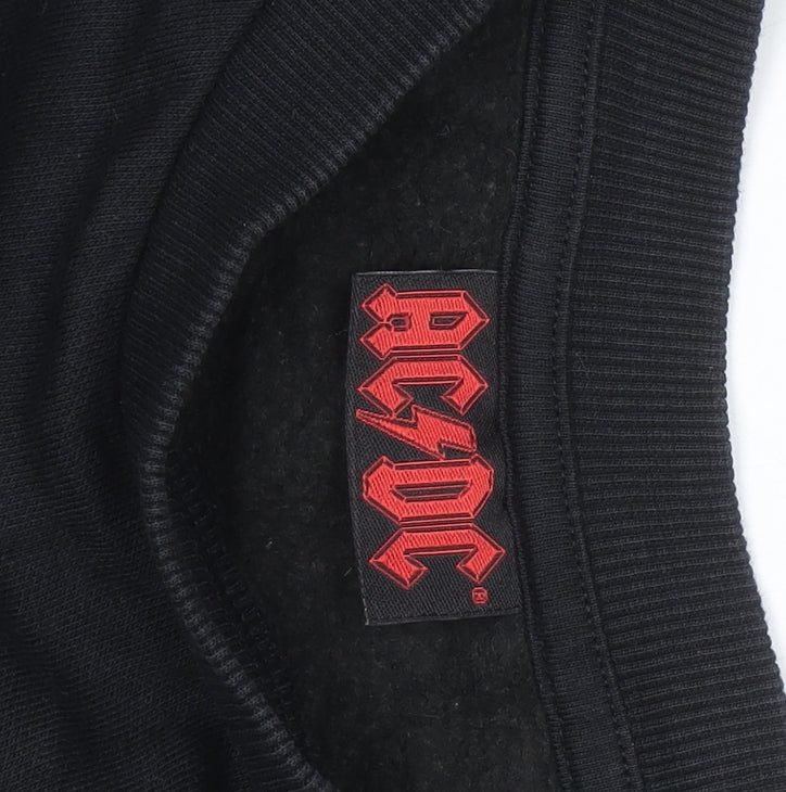 AC/DC Women's Black Crew Neck Pullover Sweatshirt UK 8