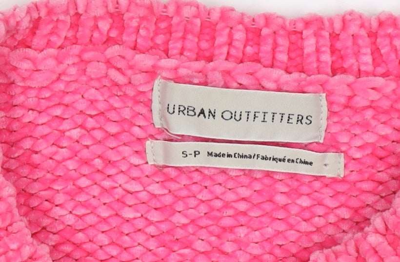 Urban Outfitters Women's Pink Chunky Knit Crew Neck Jumper Size S