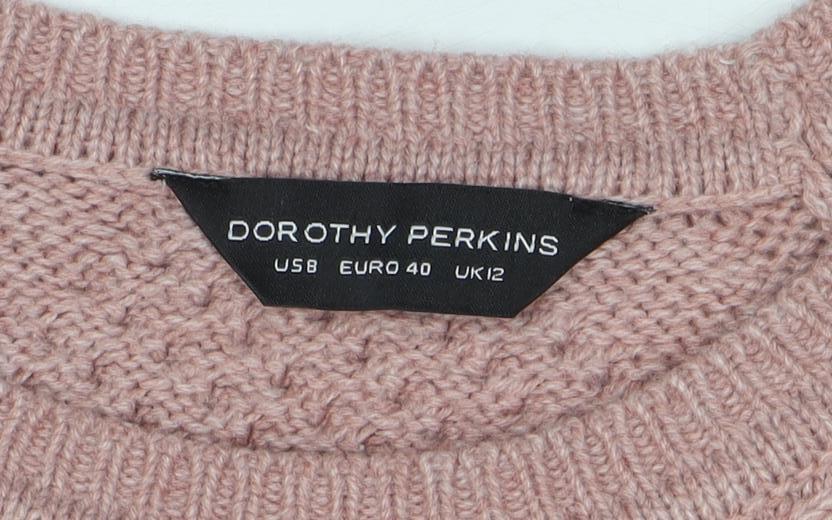Dorothy Perkins Women's Pink Cable-Knit Acrylic Jumper Size 12