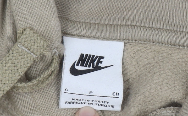 Nike Men's Beige Pullover Hoodie Small Graphic Fleece Sweatshirt