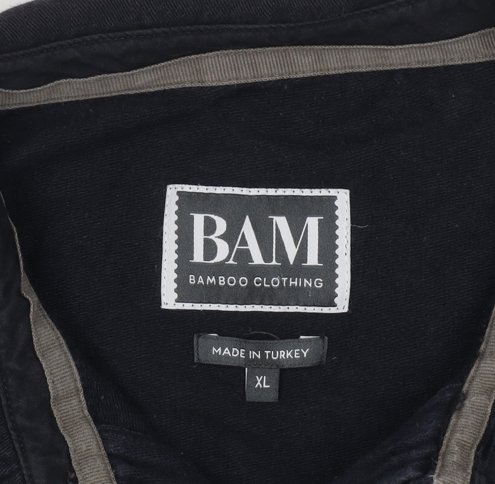 BAM Men's Black XL Long Sleeve Collared Casual Shirt