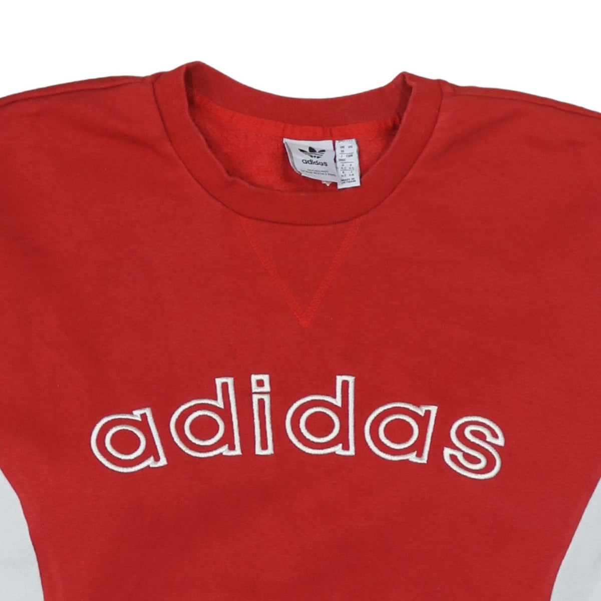 Adidas Womens Red White Crew Neck Pullover Sweatshirt Size 16
