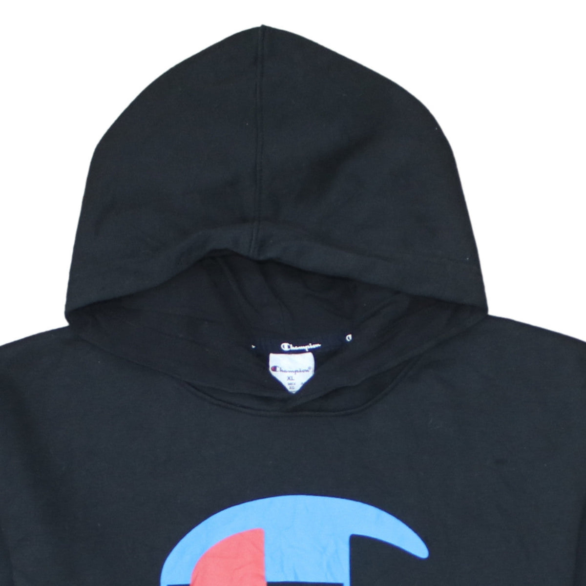 Champion Men's Black XL Pullover Hoodie with Logo Print