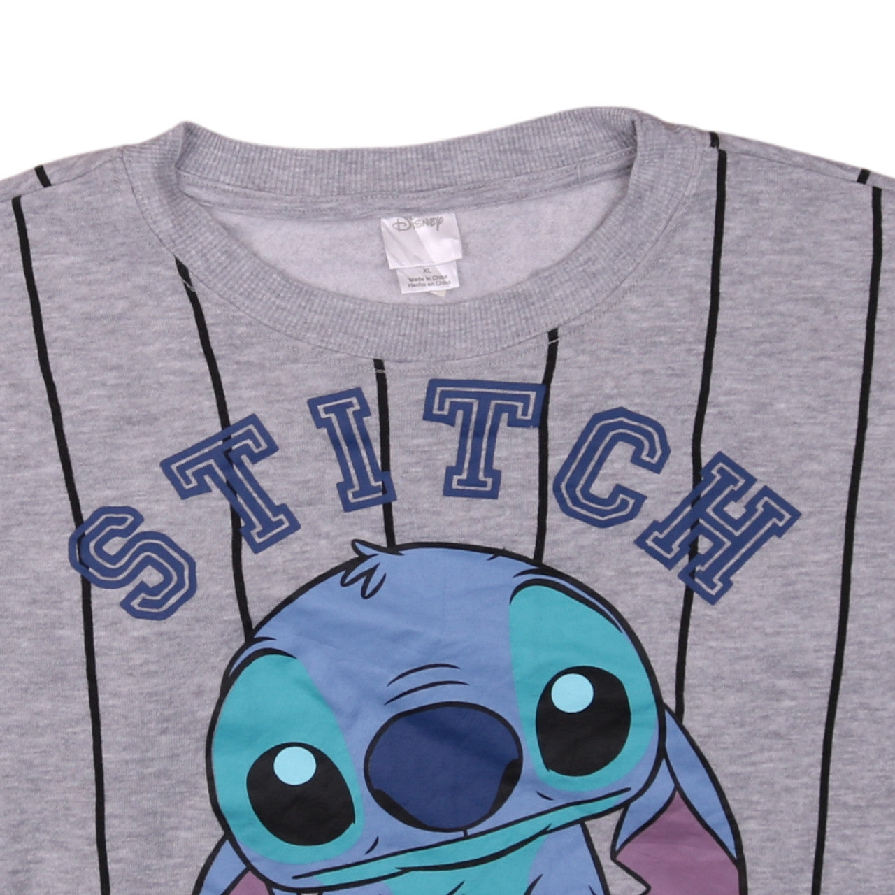 Disney Women Grey Stitch Sweatshirt XL Crew Neck Long Sleeve