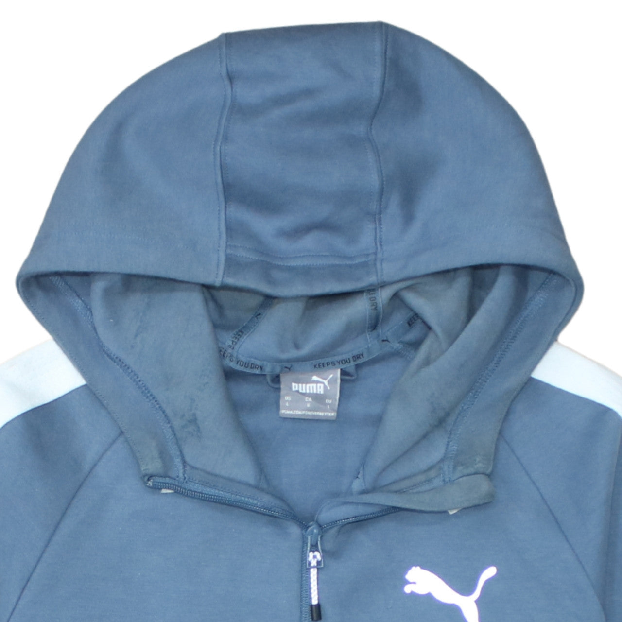 Puma Men Blue Full Zip Hoodie L Sportswear Training Sweatshirt