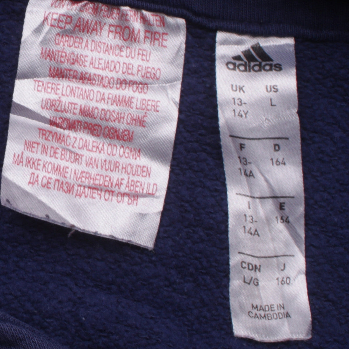 Adidas Teens Blue Pullover Hoodie 164 Logo Sportswear
