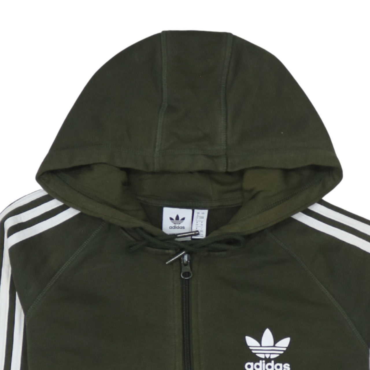 Adidas Women’s Green Full Zip Hoodie UK 8 Classic Hooded Sweatshirt