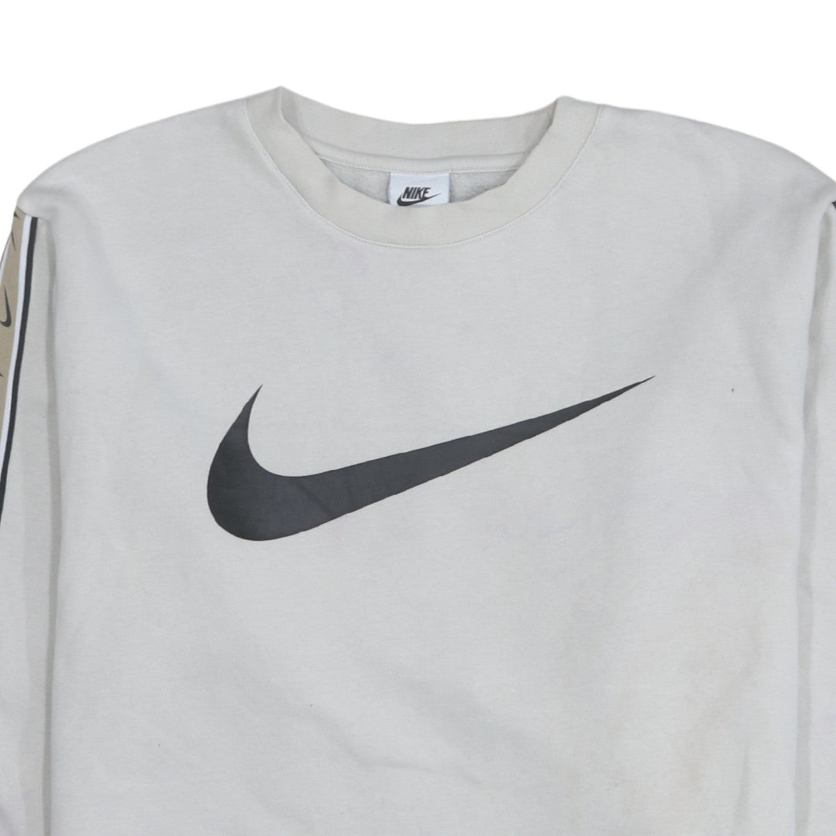 Nike Men's White Small Logo Pullover Sweatshirt Crew Neck Sportswear